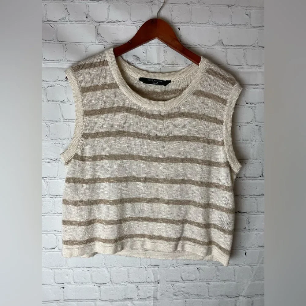 Knot Sisters Stripe Pullover Sleeveless Sweater Tank L